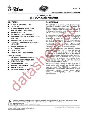 ADS1216Y/2K datasheet  